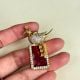 Handmade Brass Metal Jewellery Ruby Bird Pendant